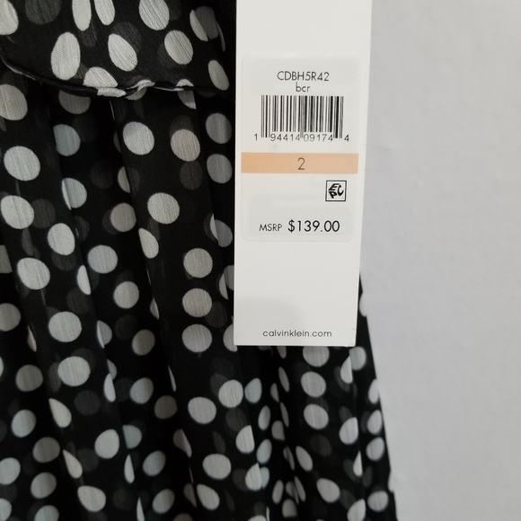 NWT Calvin Klein Black White Polka Dot Maxi Dress Size 2 - Picture 10 of 10